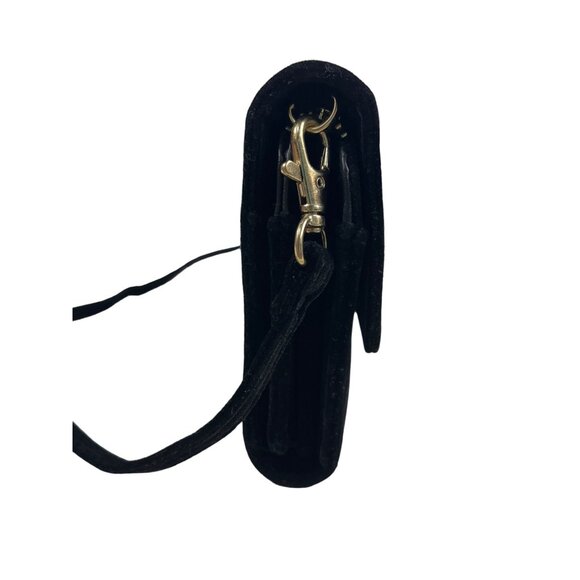 Scout Black Velvet Decker Crossbody Clutch Gold Hardware Detachable Strap Sz S - Picture 5 of 10